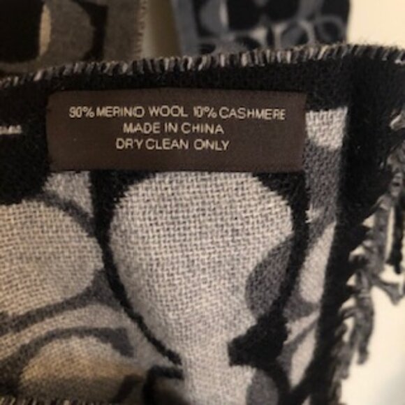 Coach black & grey wool & cashmere scarf - Picture 5 of 5